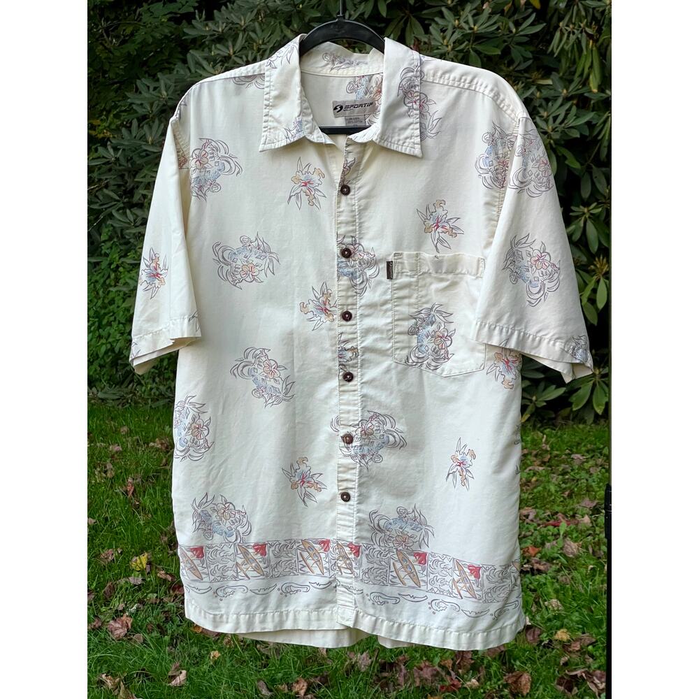 Men's Sportif USA M Hawaiian Shirt Tropical Floral Print
